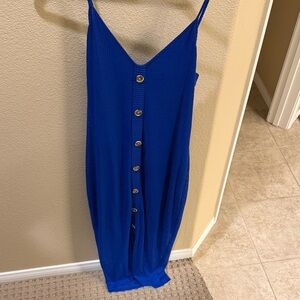 Express Royal Blue Bodycon Button-Front Midi Dress